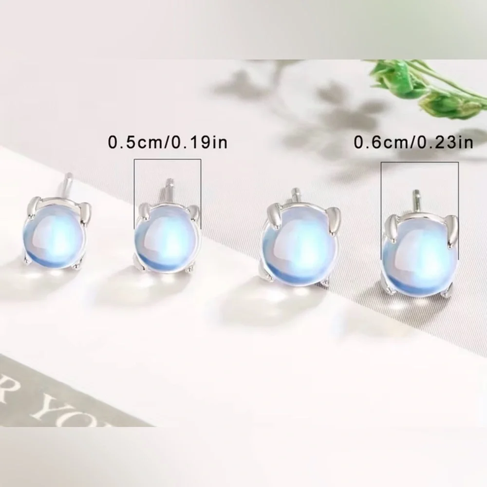 Minimalist Moonstone Earrings - Picture 4 of 4